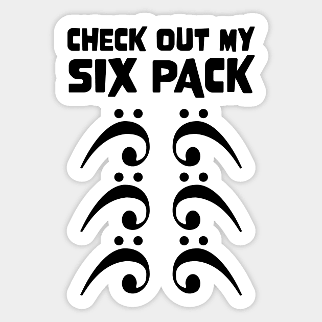 Check Out My Six Pack Bass Clefs for Bass Player Sticker by jodotodesign